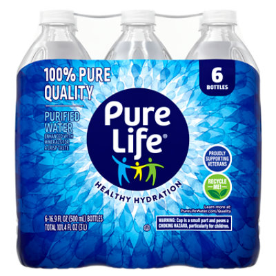 Nestle Pure Life No Flavor Purified Water In Bottles - 6-16.9 Oz - Image 1