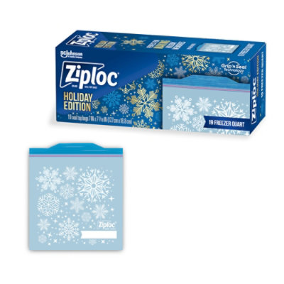 Ziploc Holiday Limited Edition Festive Designs Reusable Freezer Quart Bags - 19 Count - Image 2