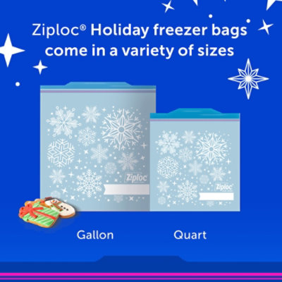 Ziploc Holiday Limited Edition Festive Designs Reusable Freezer Quart Bags - 19 Count - Image 5