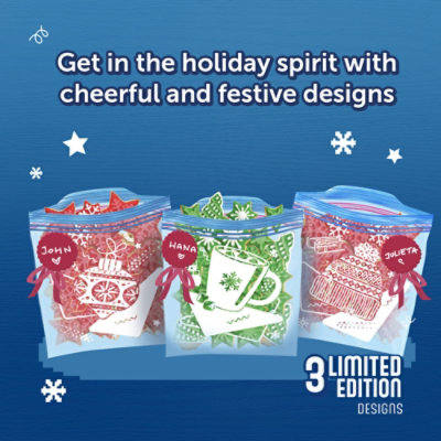 Ziploc Holiday Limited Edition Festive Designs Reusable Freezer Quart Bags - 38 Count - Image 5