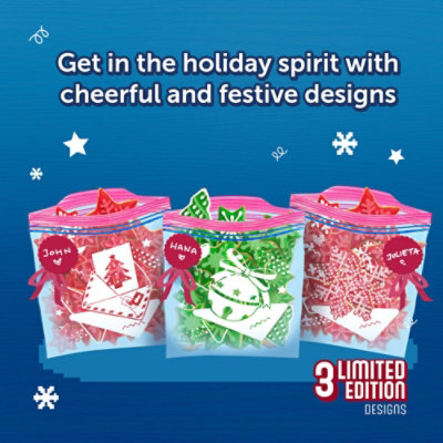 Ziploc Holiday Limited Edition Festive Designs Reusable Storage Quart Bags - 48 Count - Image 5