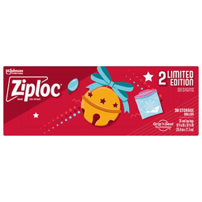 Ziploc Gallon Food Storage Bags, Grip 'n Seal Technology for Easier Grip,  Open, and Close, 38 Count, Holiday Designs, Packaging May Vary