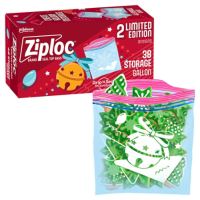 Ziploc Holiday Limited Edition Festive Designs Reusable Storage Gallon Bags - 38 Count - Image 2