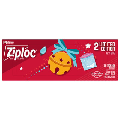 Ziploc Seal Top Bags Holiday Limited Edition Gallon Storage 10x10 Inch - 38 Count