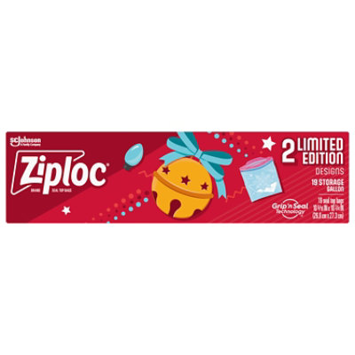 Limited Edition Ziploc Gallon Slider Holiday Storage Bags New Sealed Box of  12