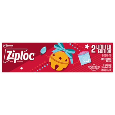 Ziploc Brand Holiday Storage Gallon Bags, 19 CT, Reusable, Easy Open Tabs,  Secure Double Zipper, Non-Slip Texture, Limited Edition, Festive Holiday  Designs