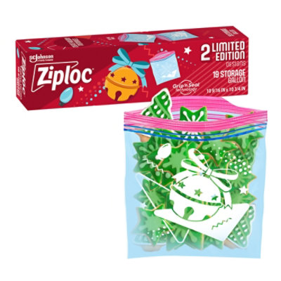 Ziploc Holiday Limited Edition Festive Designs Reusable Storage Gallon Bags - 19 Count - Image 2