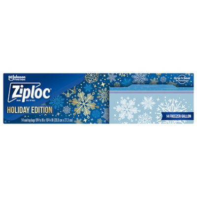 Ziploc Holiday Reusable Limited Edition Festive Designs Freezer Gallon Bags - 14 Count - Image 1