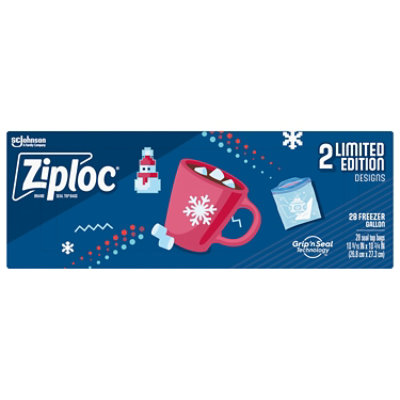 Ziploc Seal Top Bags Freezer Gallon Holiday - 28 Count