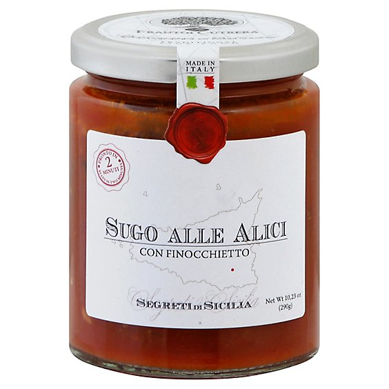 Segreti di Sicilia Sauce with Anchovies Sugo Alle Alici Jar - 10.23 Oz