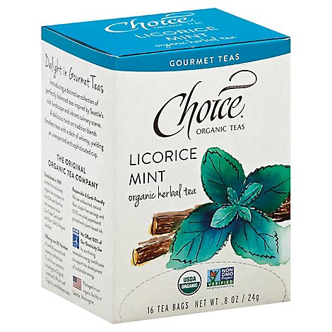 Choice Organic Teas Gourmet Teas Herbal Tea Organic Licorice Mint - 16 Count