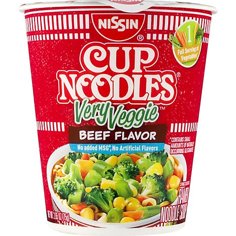 Nissin Cup Noodles Very Veggie Ramen Noodle Soup Beef Flavor - 2.65 Oz