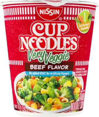 Nissin Cup Noodles Very Veggie Ramen Noodle Soup Beef Flavor - 2.65 Oz