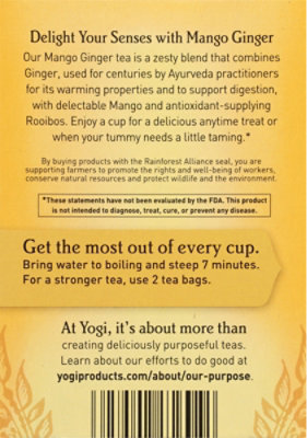 Yogi Herbal Supplement Tea Mango Ginger 16 Count - 1.12 Oz - Image 6