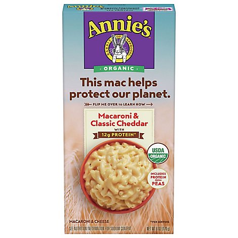 Annies Homegrown Macaroni & Cheese Organic 20% More Protein Box - 6 Oz
