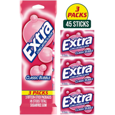 Extra Gum Sugarfree Classic Bubble - 45 Count