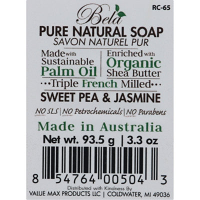 Bela Sweet Pea & Jasmine Pure Natural Soap Bars - 12-3.5 Oz - Image 4