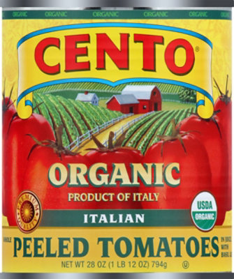 CENTO Organic Tomatoes Peeled Whole in Juice with Basil Leaf - 28 Oz