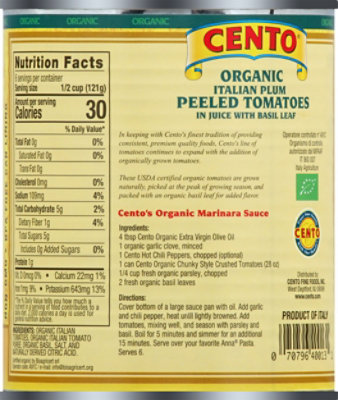 CENTO Organic Tomatoes Peeled Whole in Juice with Basil Leaf - 28 Oz - Image 6
