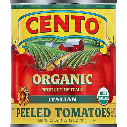 CENTO Organic Tomatoes Peeled Whole in Juice with Basil Leaf - 28 Oz - Image 2