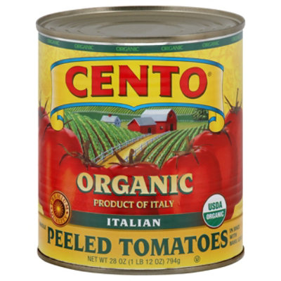 CENTO Organic Tomatoes Peeled Whole in Juice with Basil Leaf - 28 Oz