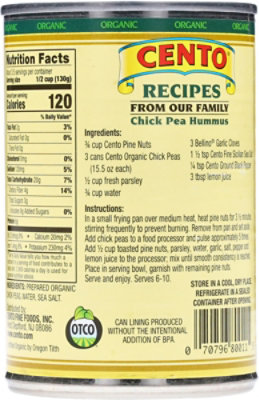 CENTO Organic Beans Low Sodium Ceci Chick Pea - 15.5 Oz - Image 5