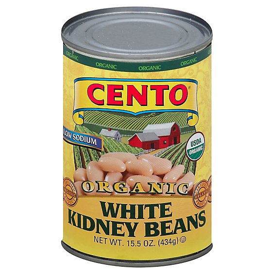 CENTO Organic Beans Low Sodium White Kidney - 15.5 Oz
