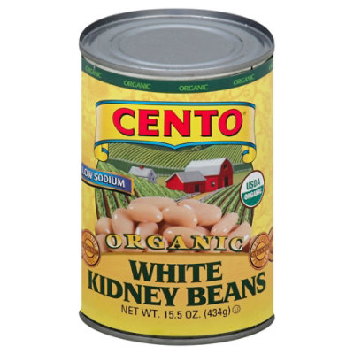 CENTO Organic Beans Low Sodium White Kidney - 15.5 Oz - Image 1