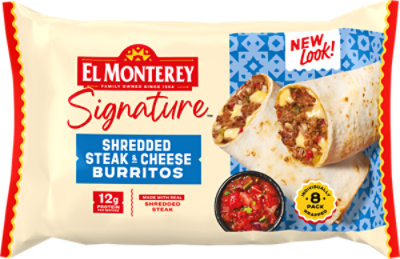 El Monterey Signature Shredded Steak Cheese & Rice Burritos - 8 Count