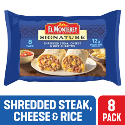 El Monterey Signature Shredded Steak Cheese & Rice Burritos - 8 Count - Image 1