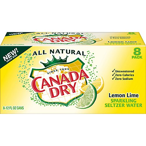 Canada Dry Seltzer Sparkling Water Lemon Lime - 8-12 Fl. Oz.