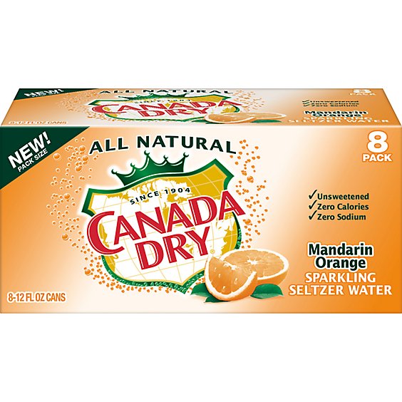 Canada Dry Mandarin Orange Seltzer Water Sparkling - 8-12 Fl. Oz.