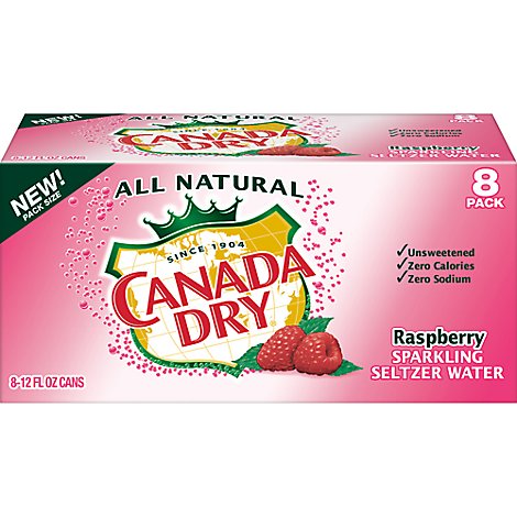 Canada Dry Seltzer Water Sparkling Raspberry - 8-12 Fl. Oz.