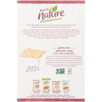 back to NATURE Crackers Rice Thin Gluten Free Sesame Seed - 4 Oz - Image 6