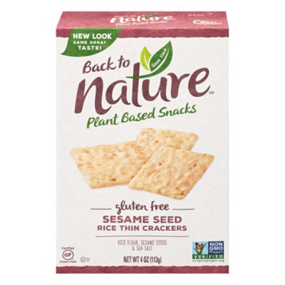 back to NATURE Crackers Rice Thin Gluten Free Sesame Seed - 4 Oz - Image 1