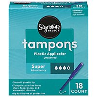 Signature Care Premium Plastic Super Absorbency Unscented Tampons - 18 Count - Image 3