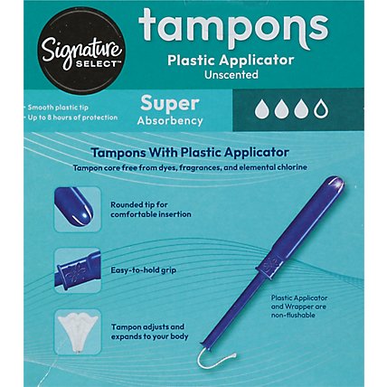 Signature Care Premium Plastic Super Absorbency Unscented Tampons - 18 Count - Image 5