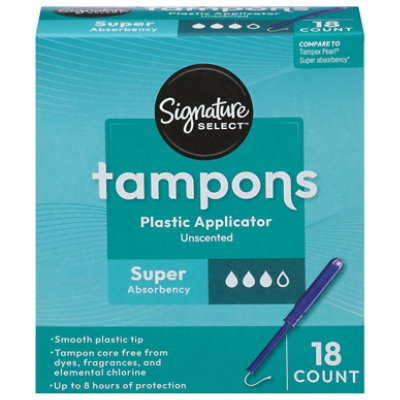 Signature Select/Care Premium Plastic Super Absorbency Unscented Tampons - 18 Count - Image 2