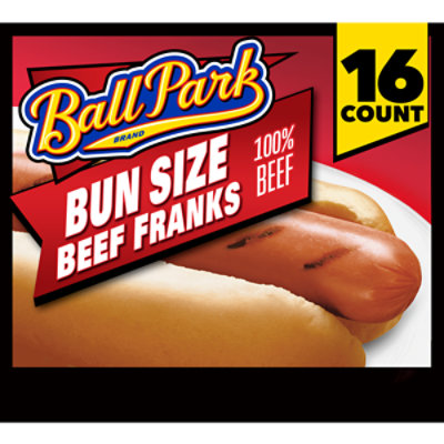 Ball Park Beef Hot Dogs Bun Size Length 16 Count