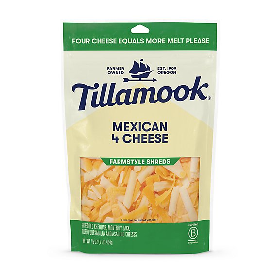 Tillamook Farmstyle Thick Cut Mexican 4 Cheese Blend Shredded Cheese - 16 Oz