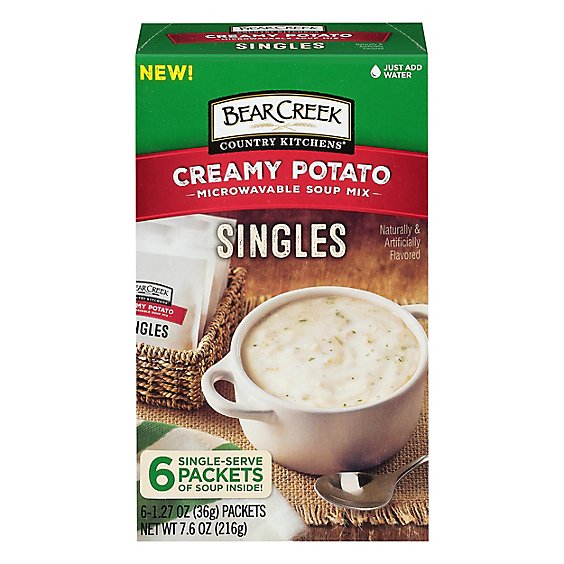 Bear Creek Singles Soup Mix Microwaveable Creamy Potato - 6-1.27 Oz