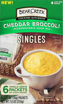 Bear Creek Singles Soup Mix Microwaveable Cheddar Broccoli - 6-1.27 Oz