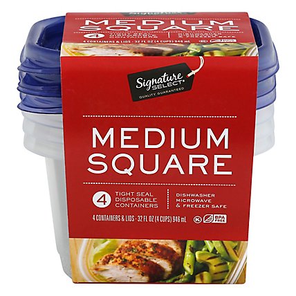 Signature SELECT Containers Storage Tight Seal BPA Free Medium Square - 4 Count - Image 2