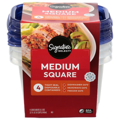 Signature SELECT Containers Storage Medium Square Tight Seal BPA Free - 4 Count - Image 1