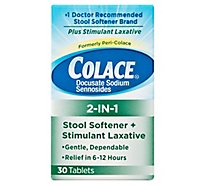 Colace 2 In 1 Stool Softener + Laxative Tablets - 30 Count