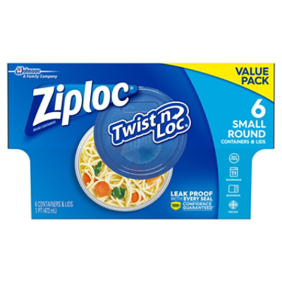 Ziploc Brand Twist N Loc Small Round Food Storage Containers With Lids 16  Oz - 6 Count - Shaw's