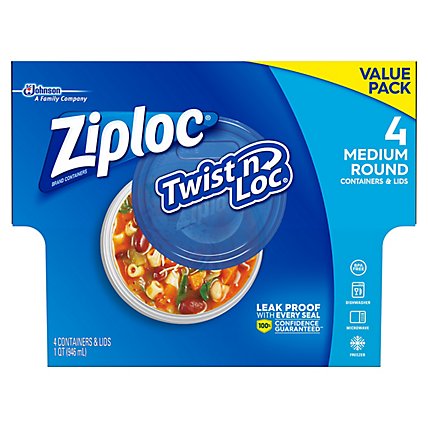 Ziploc Twist N Loc Containers & Lids Medium Round Value Pack - 4 Count - Image 2