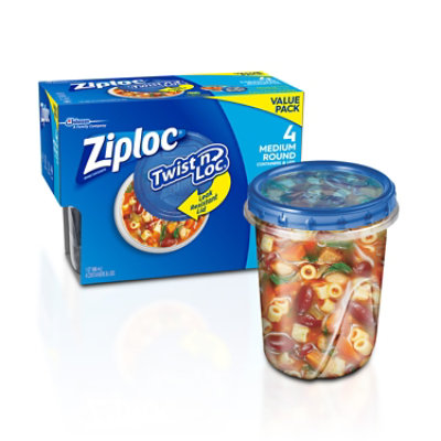 Ziploc Brand Medium Round Food Storage Containers With Lids 4 Count - 32 Oz - Image 2