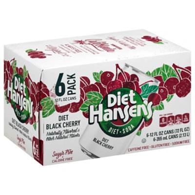 Hansens Diet Fridge Pack Black Cherry - 8-12 Fl. Oz.