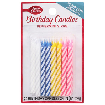 B Crocker Med Stripe Candles - 24 Count